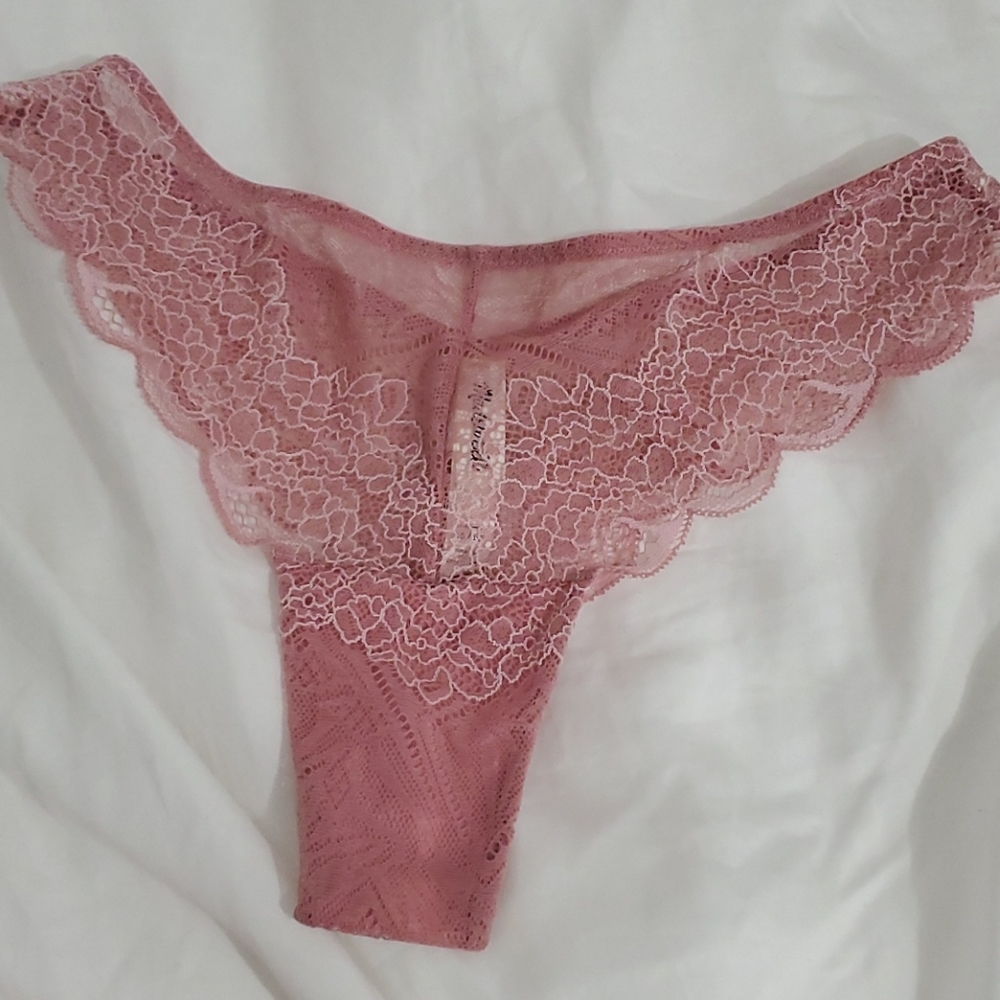 Pink lace tanga xs